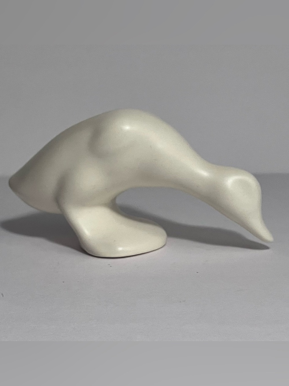 Vintage BAUER POTTERY Cal-Art MINIATURE DUCK / 4.5 Inches / IVORY GLAZE